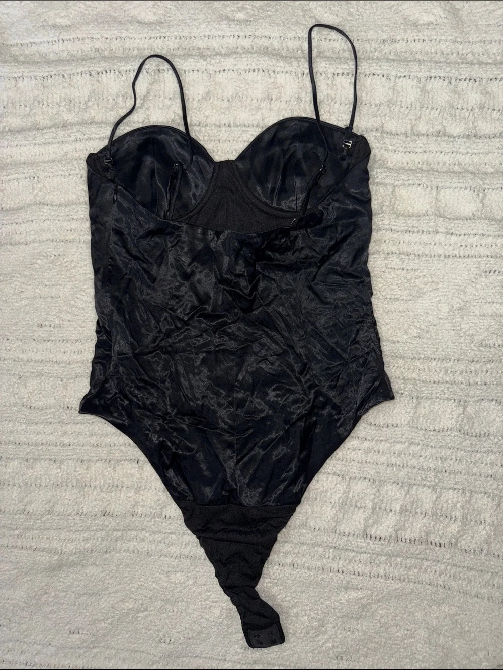Zara Satin Bustier Bodysuit Black Corset Underwire Strappy Size Medium
